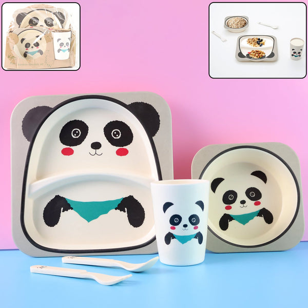 Eco-Friendly Bamboo Panda Dinnerware Set for Kids
