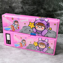 Multi-Functional Space Theme Pencil Box with Built-in Calculator (1 Pc)